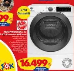 HOOVER NDEH9A2TCBEXS-17 9 KG ÇAMAŞIR KURUTMA MAKİNESİ